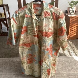 Pierre Cardin Tropical Print Shirt with Red and Green